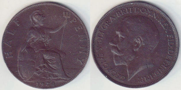 1924 Great Britain Half Penny A008935